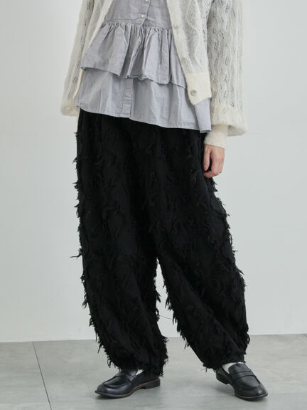 フラワー柄カットジャカードパンツ（ブラック/ベージュ）｜TSUHARU by Samansa Mos2（ツハルバイサマンサモスモス）通販