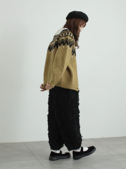 フラワー柄カットジャカードパンツ（ブラック/ベージュ）｜TSUHARU by Samansa Mos2（ツハルバイサマンサモスモス）通販