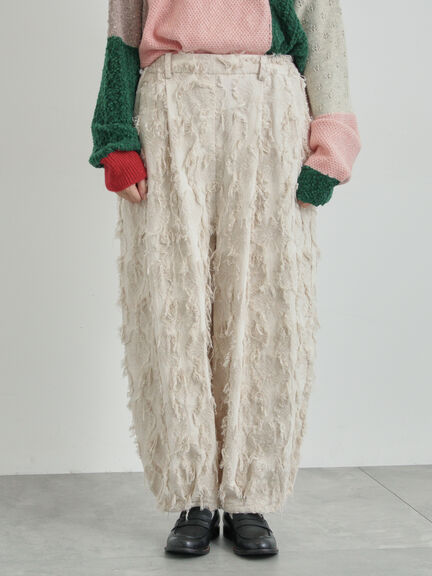 フラワー柄カットジャカードパンツ（ブラック/ベージュ）｜TSUHARU by Samansa Mos2（ツハルバイサマンサモスモス）通販