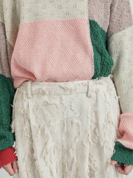 フラワー柄カットジャカードパンツ（ブラック/ベージュ）｜TSUHARU by Samansa Mos2（ツハルバイサマンサモスモス）通販