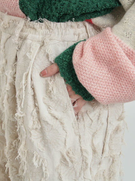 フラワー柄カットジャカードパンツ（ブラック/ベージュ）｜TSUHARU by Samansa Mos2（ツハルバイサマンサモスモス）通販