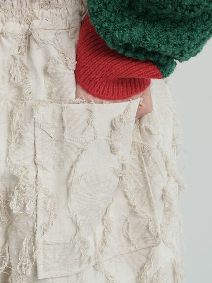 フラワー柄カットジャカードパンツ（ブラック/ベージュ）｜TSUHARU by Samansa Mos2（ツハルバイサマンサモスモス）通販