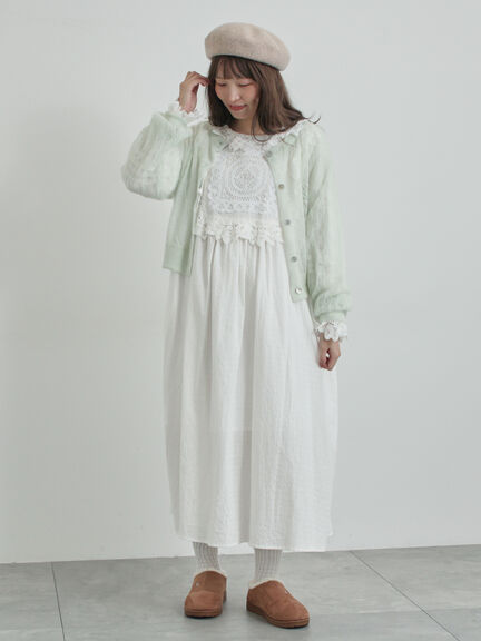 【WEB限定 Sサイズ】ドビーバテンレースワンピース（オフホワイト/ブラック/ブルー）｜TSUHARU by Samansa Mos2（ツハルバイサマンサモスモス）通販