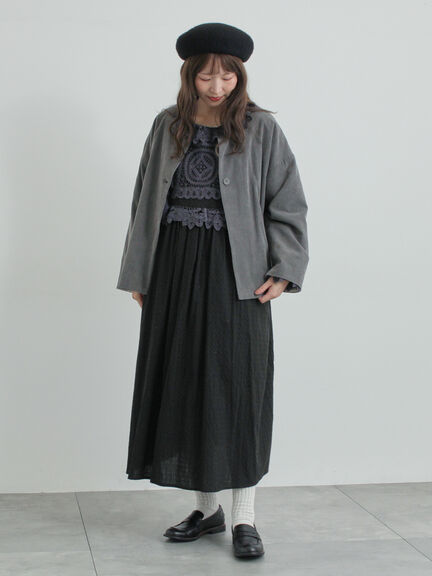 【WEB限定 Sサイズ】ドビーバテンレースワンピース（オフホワイト/ブラック/ブルー）｜TSUHARU by Samansa Mos2（ツハルバイサマンサモスモス）通販