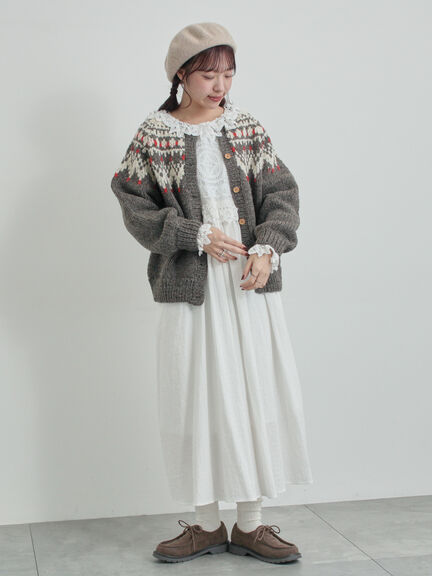 【WEB限定 Sサイズ】ドビーバテンレースワンピース（オフホワイト/ブラック/ブルー）｜TSUHARU by Samansa Mos2（ツハルバイサマンサモスモス）通販