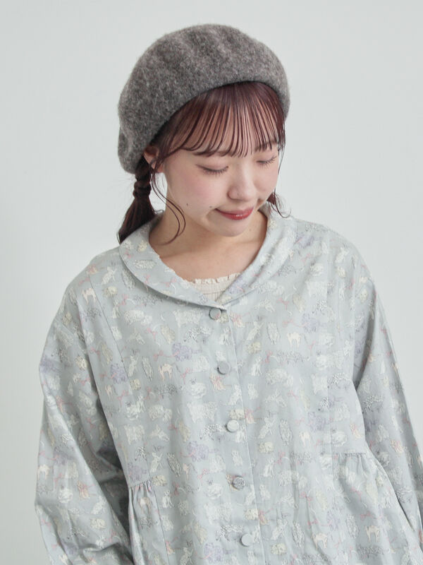 ワンピース　Hiro sama LIBERTY】Koh & Eito柄ビエラワンピース（ブラック/Sグレー