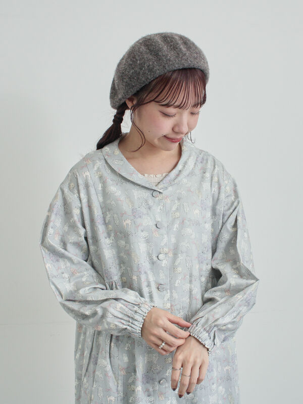 ワンピース HARAMI パール付きバックレースアップハートドットワンピース