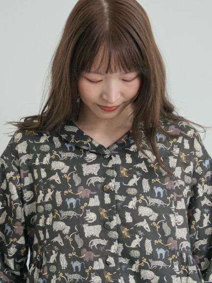 【LIBERTY】Koh & Eito柄ビエラワンピース（ブラック/Ｓグレー）｜TSUHARU by Samansa Mos2（ツハルバイサマンサモスモス）通販