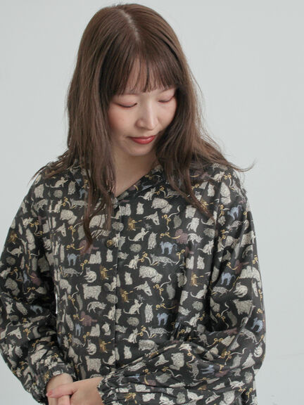 【LIBERTY】Koh & Eito柄ビエラワンピース（ブラック/Ｓグレー）｜TSUHARU by Samansa Mos2（ツハルバイサマンサモスモス）通販