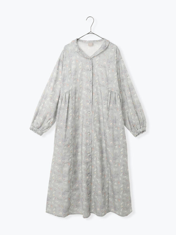 セール】 【LIBERTY】Koh & Eito柄ビエラワンピース（ブラック/S