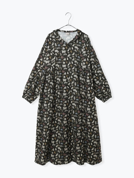 【LIBERTY】Koh & Eito柄ビエラワンピース（ブラック/Ｓグレー）｜TSUHARU by Samansa Mos2（ツハルバイサマンサモスモス）通販