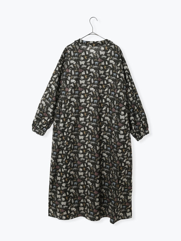 セール】 【LIBERTY】Koh & Eito柄ビエラワンピース（ブラック/S