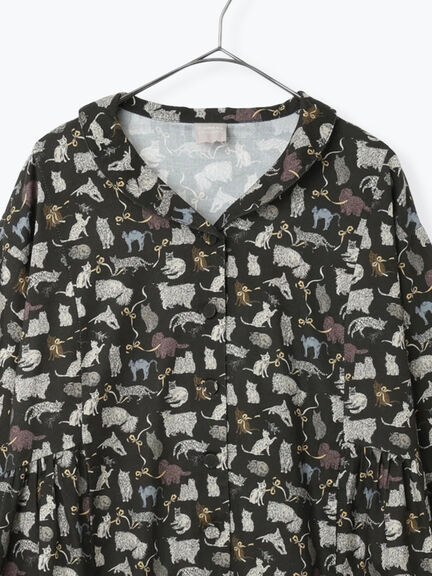 【LIBERTY】Koh & Eito柄ビエラワンピース（ブラック/Ｓグレー）｜TSUHARU by Samansa Mos2（ツハルバイサマンサモスモス）通販