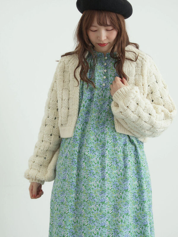 LIBERTY】Maria柄細コールワンピース（ブラック/ブルー/ワンピース