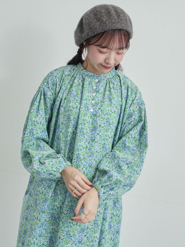 LIBERTY】Maria柄細コールワンピース（ブラック/ブルー/ワンピース