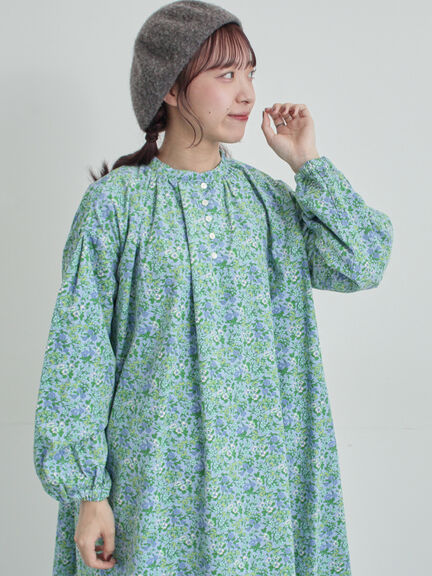 【LIBERTY】Maria柄細コールワンピース（ブラック/ブルー）｜TSUHARU by Samansa Mos2（ツハルバイサマンサモスモス）通販