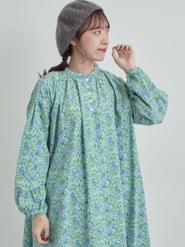 LIBERTY】Maria柄細コールワンピース（ブラック/ブルー/ワンピース