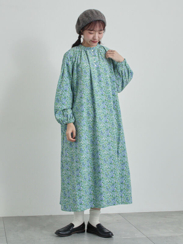 LIBERTY】Maria柄細コールワンピース（ブラック/ブルー/ワンピース