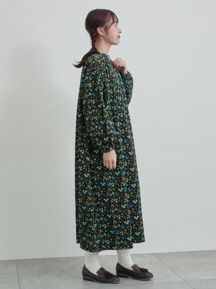 【LIBERTY】Maria柄細コールワンピース（ブラック/ブルー）｜TSUHARU by Samansa Mos2（ツハルバイサマンサモスモス）通販