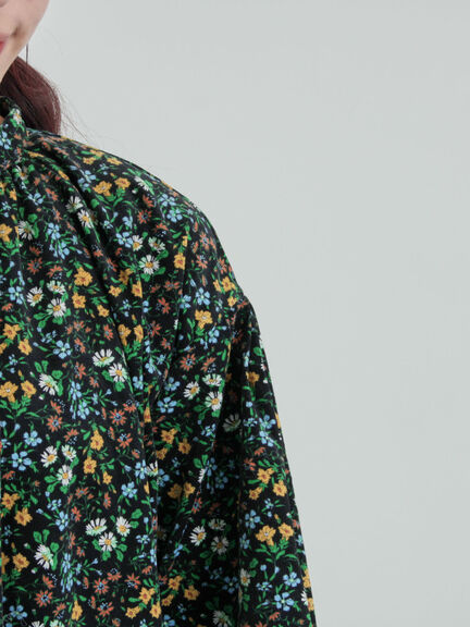 【LIBERTY】Maria柄細コールワンピース（ブラック/ブルー）｜TSUHARU by Samansa Mos2（ツハルバイサマンサモスモス）通販