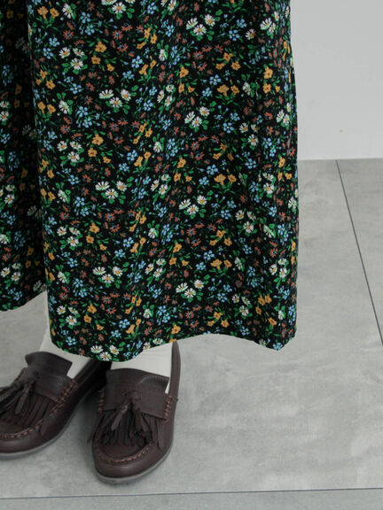 【LIBERTY】Maria柄細コールワンピース（ブラック/ブルー）｜TSUHARU by Samansa Mos2（ツハルバイサマンサモスモス）通販