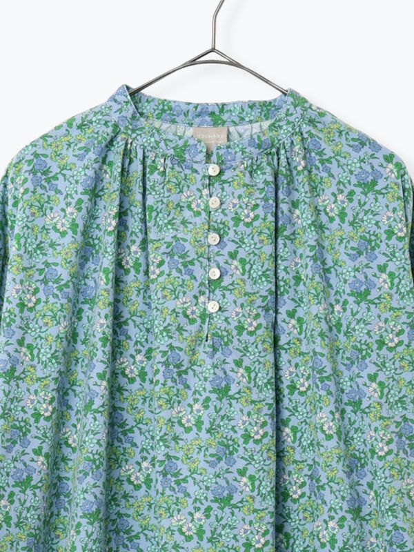 LIBERTY】Maria柄細コールワンピース（ブラック/ブルー