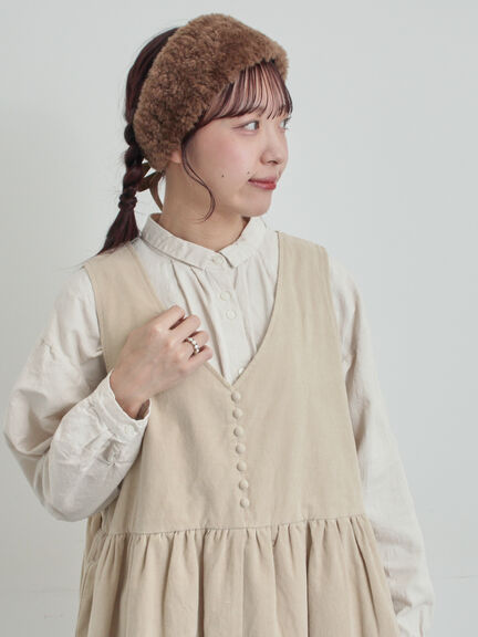 【WEB限定 Sサイズ】コール天ノースリーブワンピース（グレー/ベージュ/ブルー）｜TSUHARU by Samansa Mos2（ツハルバイサマンサモスモス）通販