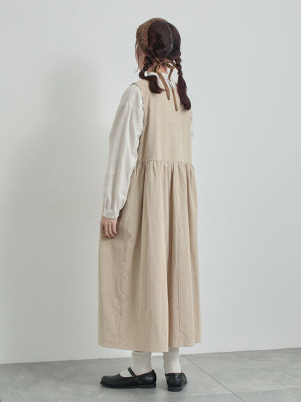 【WEB限定 Sサイズ】コール天ノースリーブワンピース（グレー/ベージュ/ブルー）｜TSUHARU by Samansa Mos2（ツハルバイサマンサモスモス）通販