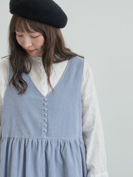 【WEB限定 Sサイズ】コール天ノースリーブワンピース（グレー/ベージュ/ブルー）｜TSUHARU by Samansa Mos2（ツハルバイサマンサモスモス）通販