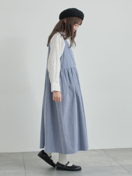 【WEB限定 Sサイズ】コール天ノースリーブワンピース（グレー/ベージュ/ブルー）｜TSUHARU by Samansa Mos2（ツハルバイサマンサモスモス）通販