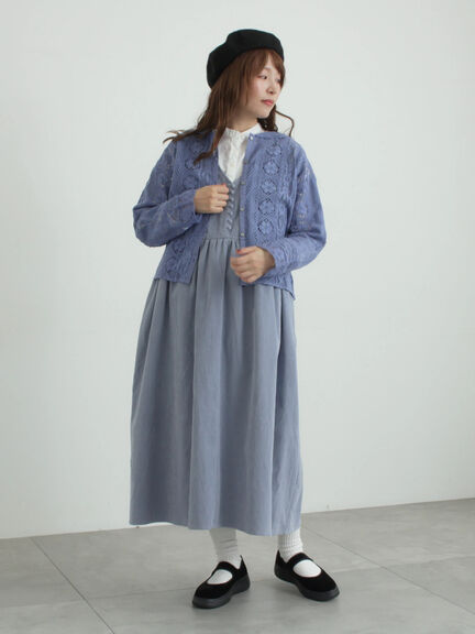 【WEB限定 Sサイズ】コール天ノースリーブワンピース（グレー/ベージュ/ブルー）｜TSUHARU by Samansa Mos2（ツハルバイサマンサモスモス）通販