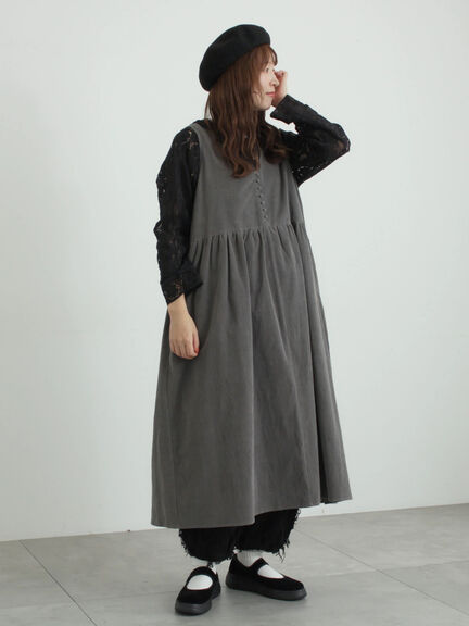 【WEB限定 Sサイズ】コール天ノースリーブワンピース（グレー/ベージュ/ブルー）｜TSUHARU by Samansa Mos2（ツハルバイサマンサモスモス）通販