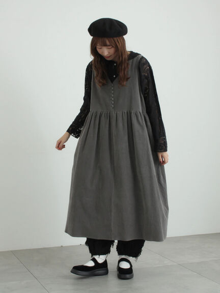 【WEB限定 Sサイズ】コール天ノースリーブワンピース（グレー/ベージュ/ブルー）｜TSUHARU by Samansa Mos2（ツハルバイサマンサモスモス）通販