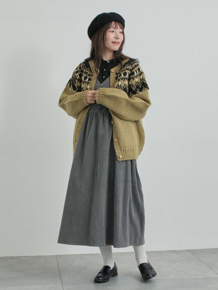 【WEB限定 Sサイズ】コール天ノースリーブワンピース（グレー/ベージュ/ブルー）｜TSUHARU by Samansa Mos2（ツハルバイサマンサモスモス）通販