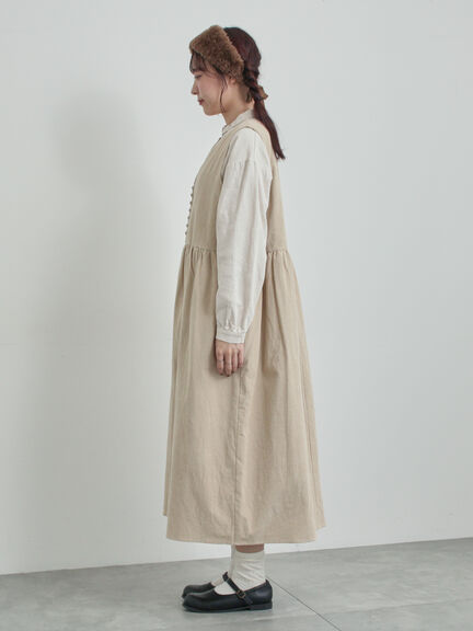 【WEB限定 Sサイズ】コール天ノースリーブワンピース（グレー/ベージュ/ブルー）｜TSUHARU by Samansa Mos2（ツハルバイサマンサモスモス）通販