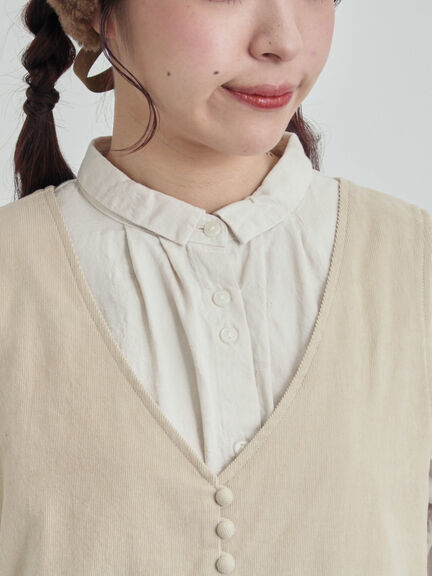 【WEB限定 Sサイズ】コール天ノースリーブワンピース（グレー/ベージュ/ブルー）｜TSUHARU by Samansa Mos2（ツハルバイサマンサモスモス）通販