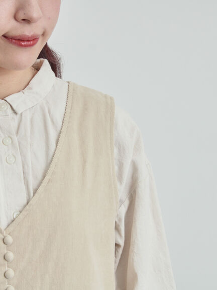 【WEB限定 Sサイズ】コール天ノースリーブワンピース（グレー/ベージュ/ブルー）｜TSUHARU by Samansa Mos2（ツハルバイサマンサモスモス）通販