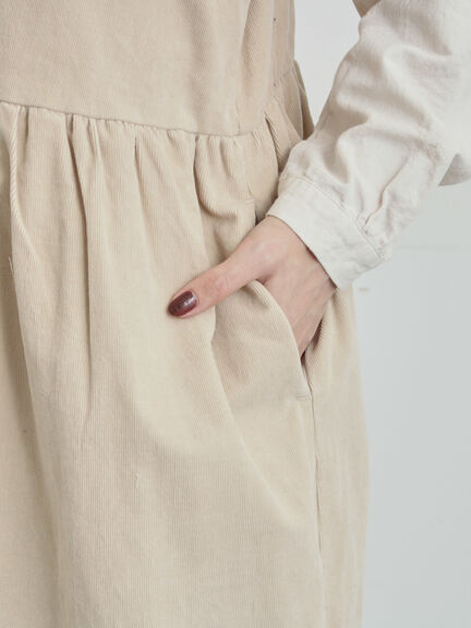 【WEB限定 Sサイズ】コール天ノースリーブワンピース（グレー/ベージュ/ブルー）｜TSUHARU by Samansa Mos2（ツハルバイサマンサモスモス）通販