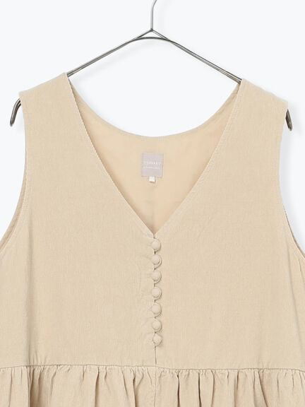 【WEB限定 Sサイズ】コール天ノースリーブワンピース（グレー/ベージュ/ブルー）｜TSUHARU by Samansa Mos2（ツハルバイサマンサモスモス）通販