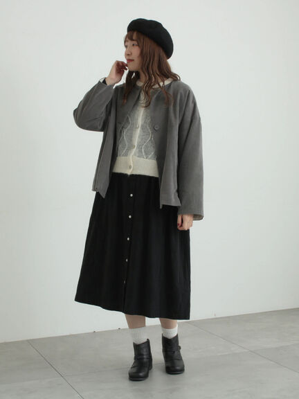 コール天ノーカラージャケット（グレー/ベージュ/ブルー）｜TSUHARU by Samansa Mos2（ツハルバイサマンサモスモス）通販