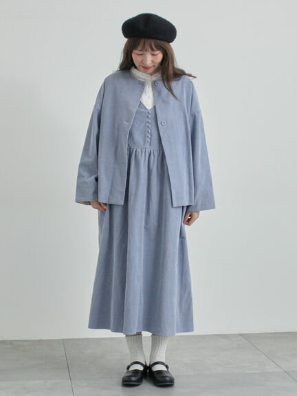 コール天ノーカラージャケット（グレー/ベージュ/ブルー）｜TSUHARU by Samansa Mos2（ツハルバイサマンサモスモス）通販