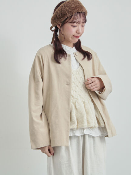 コール天ノーカラージャケット（グレー/ベージュ/ブルー）｜TSUHARU by Samansa Mos2（ツハルバイサマンサモスモス）通販