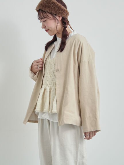 コール天ノーカラージャケット（グレー/ベージュ/ブルー）｜TSUHARU by Samansa Mos2（ツハルバイサマンサモスモス）通販