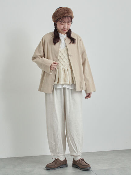 コール天ノーカラージャケット（グレー/ベージュ/ブルー）｜TSUHARU by Samansa Mos2（ツハルバイサマンサモスモス）通販