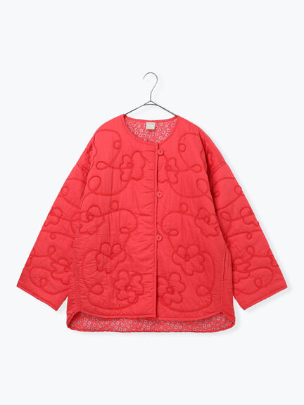 コード刺繍フラワー柄裏地キルトジャケット（ブラック/レッド/キナリ）｜TSUHARU by Samansa Mos2（ツハルバイサマンサモスモス）通販