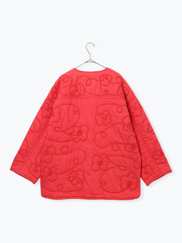 コード刺繍フラワー柄裏地キルトジャケット　ツハルジャケット コード刺繍フラワー柄裏地キルトジャケット（ブラック/レッド/キナリ