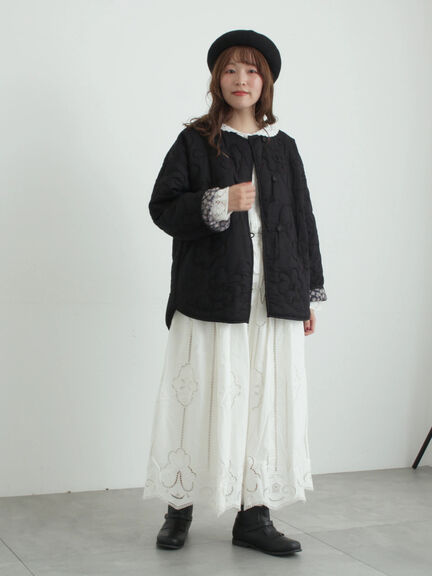 カットワーク刺繍裾スカラップスカート（オフホワイト/ブラック）｜TSUHARU by Samansa Mos2（ツハルバイサマンサモスモス）通販