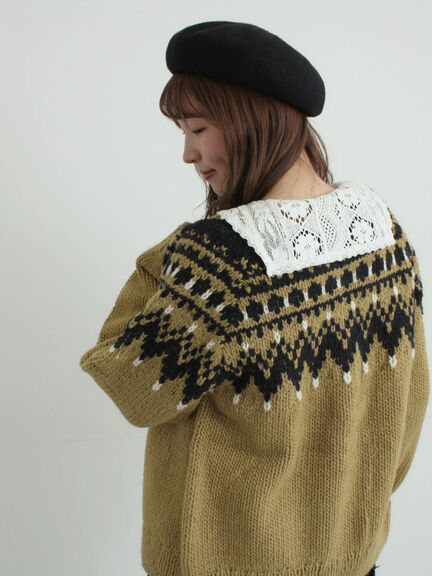 レースパッチワークセーラー襟ブラウス（オフホワイト/ブラック/ブルー）｜TSUHARU by Samansa Mos2（ツハルバイサマンサモスモス）通販