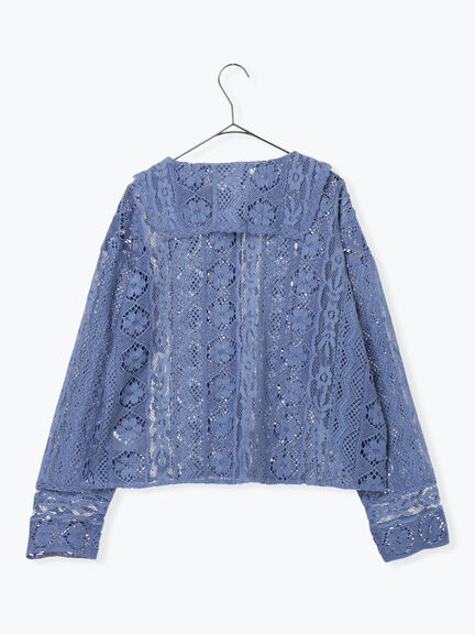 レースパッチワークセーラー襟ブラウス（オフホワイト/ブラック/ブルー）｜TSUHARU by Samansa Mos2（ツハルバイサマンサモスモス）通販