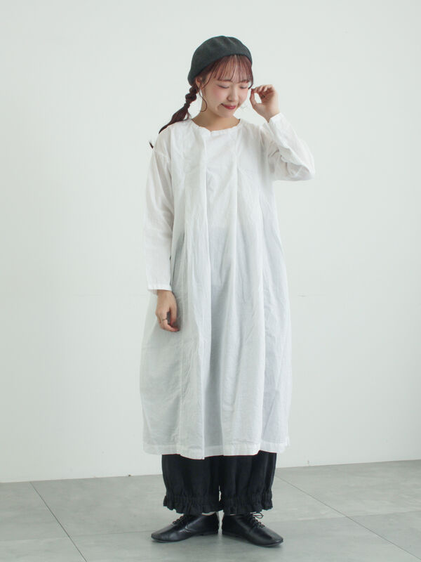 セール】 【tukuroi】綿麻平織製品染めワンピース（オフホワイト